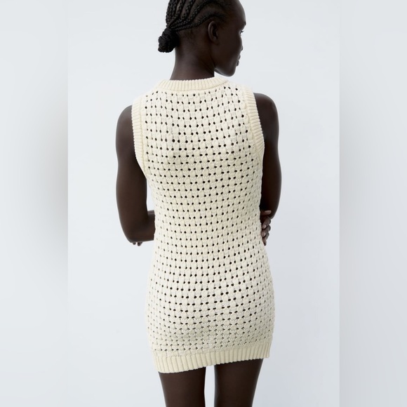 Zara Ecru Openwork Knit Dress - Picture 5 of 10